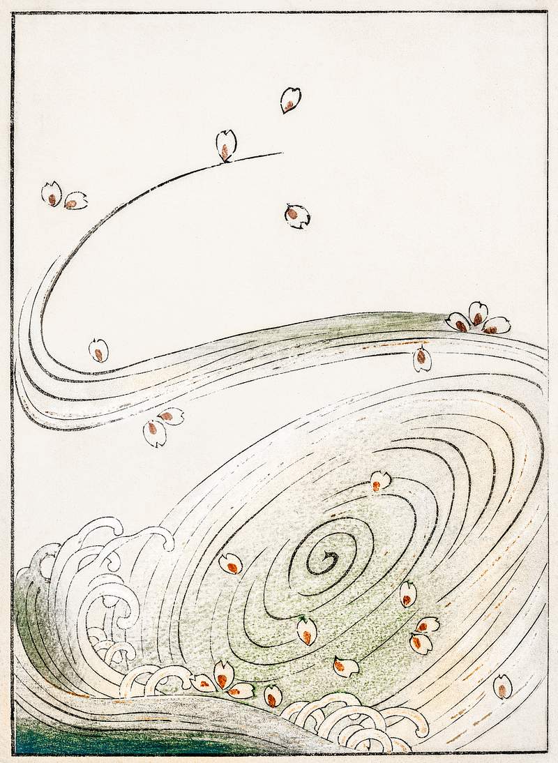 Wind and flower illustration from Bijutsu Sekai (1893-1896) by Watanabe Seitei, a prominent Kacho-ga artist. Digitally…
