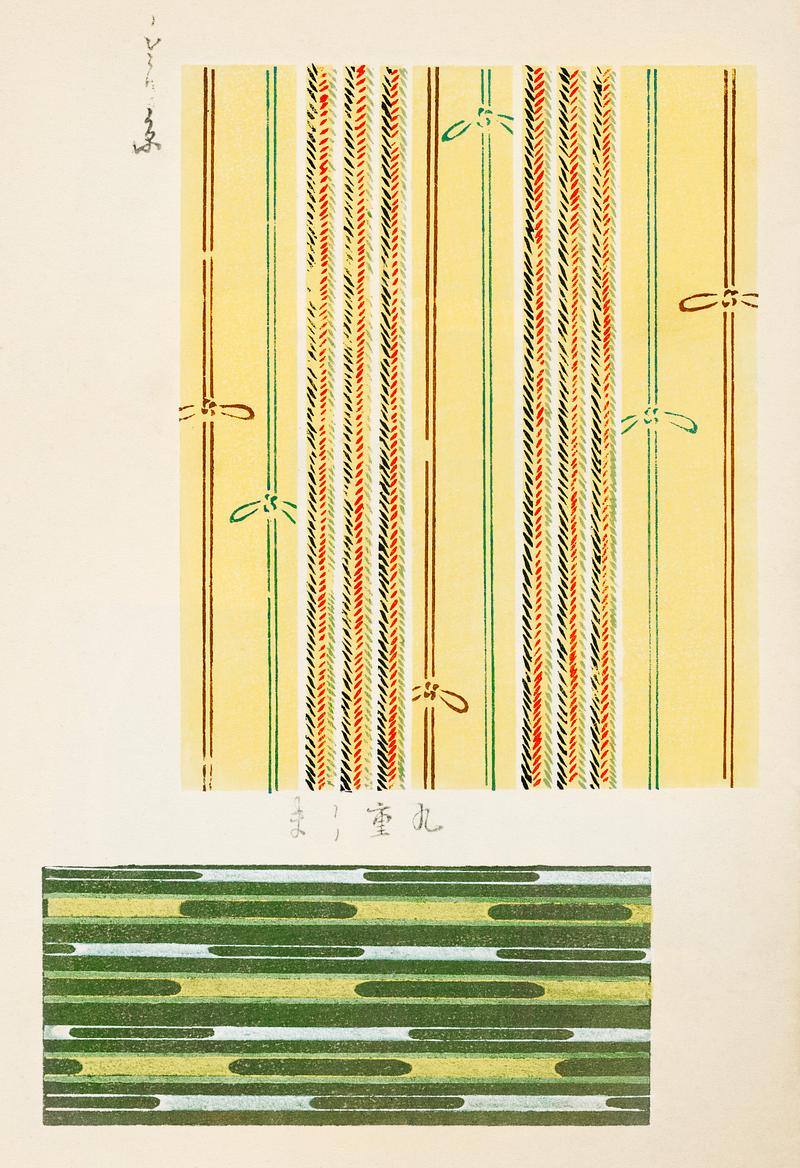Vintage woodblock print of Japanese textile from Shima-Shima (1904) by Furuya Korin. Digitally enhanced from our own original edition. Vintage woodblock print of Japanese textile from Shima-Shima (1904) by Furuya Korin. Digitally enhanced from our own original…