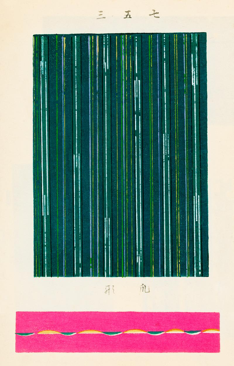 Vintage woodblock print of Japanese textile from Shima-Shima (1904) by Furuya Korin. Digitally enhanced from our own original edition. Vintage woodblock print of Japanese textile from Shima-Shima (1904) by Furuya Korin. Digitally enhanced from our own original…
