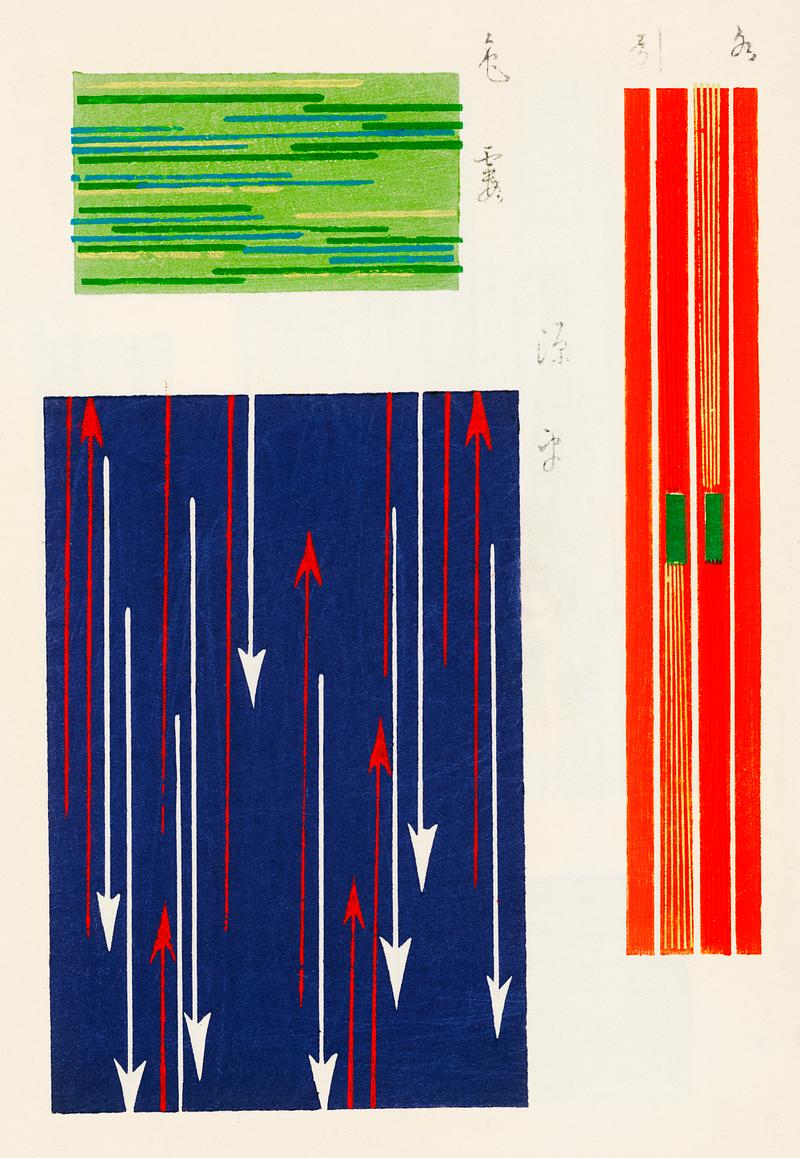 Vintage woodblock print of Japanese textile from Shima-Shima (1904) by Furuya Korin. Digitally enhanced from our own original edition. Vintage woodblock print of Japanese textile from Shima-Shima (1904) by Furuya Korin. Digitally enhanced from our own original…