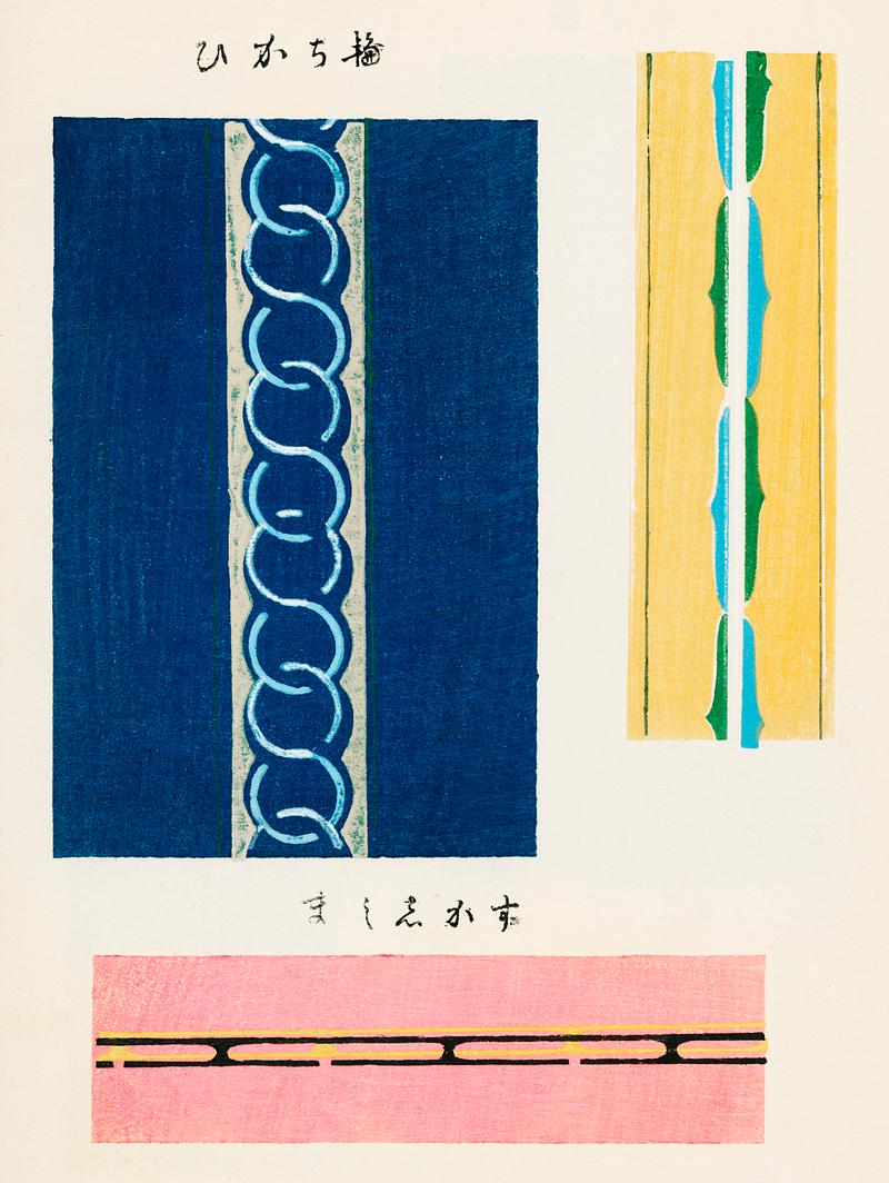 Vintage woodblock print of Japanese textile from Shima-Shima (1904) by Furuya Korin. Digitally enhanced from our own original edition. Vintage woodblock print of Japanese textile from Shima-Shima (1904) by Furuya Korin. Digitally enhanced from our own original…