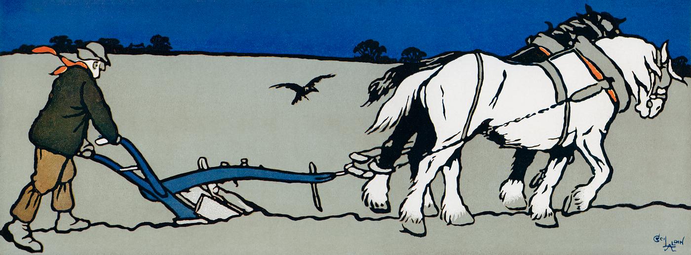 The Ploughman by Cecil Aldin (1870-1935), a depiction of an old-fashioned plowman plowing the land using a horse. Digitally... The Ploughman by Cecil Aldin (1870-1935), a depiction of an old-fashioned plowman plowing the land using a horse. Digitally...