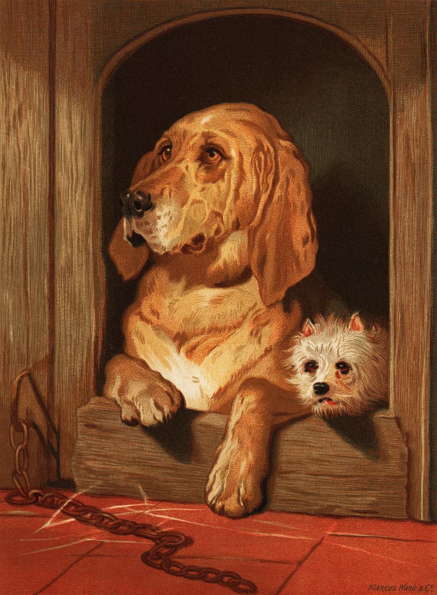 Dignity and Impudence by Sir Edwin Landseer… | Free public domain illustration Dignity and Impudence by Sir Edwin Landseer (1877), Landseer’s dog painting of a bloodhound and a terrier. Digitally…