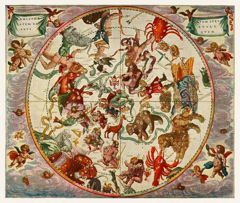 The northern stellar hemisphere of antiquity from The Harmonia Macrocosmica of Andreas Cellarius (1660). Digitally enhanced from our own antique print. The northern stellar hemisphere of antiquity from The Harmonia Macrocosmica of Andreas Cellarius (1660). Digitally enhanced…