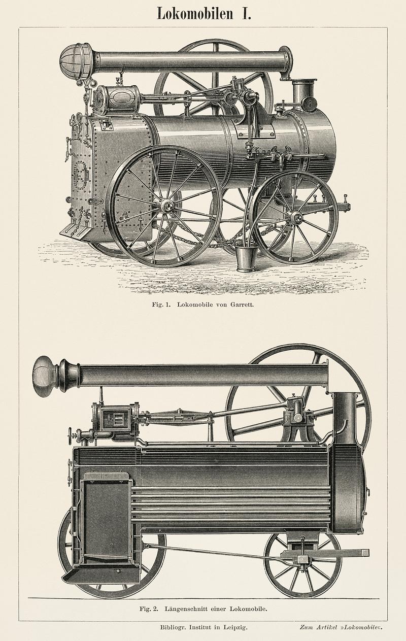 Lokomobilen 1 (1894) by an unknown artist, a beautifully detailed design of an engine of a train and its compartments. Digitally enhanced from our own original plate. Lokomobilen 1 (1894) by an unknown artist, a beautifully detailed design of an engine of a train and its compartments.…