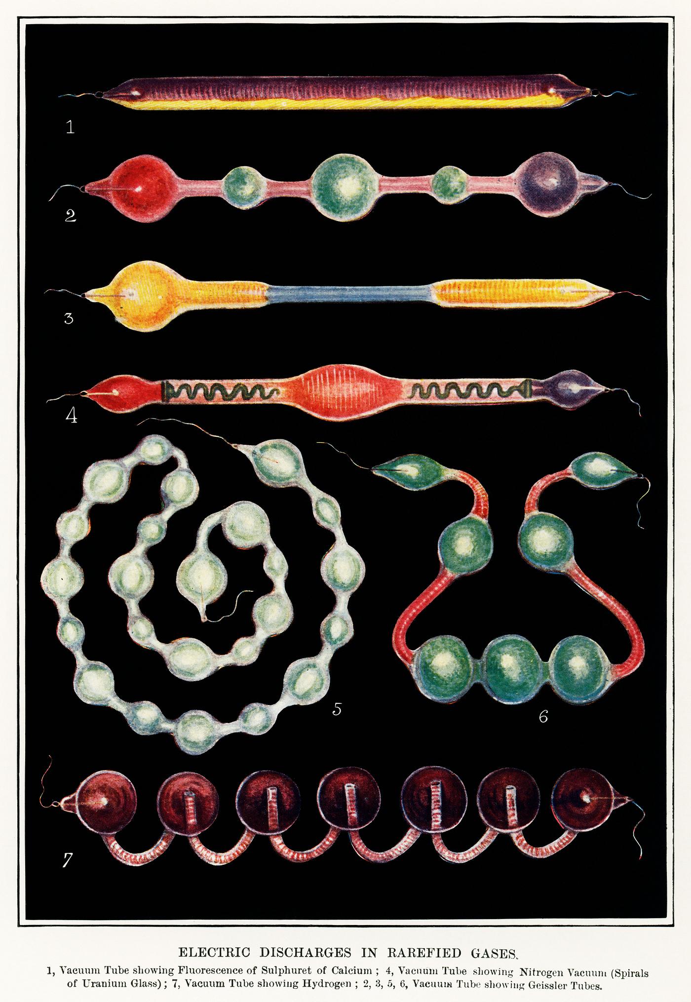 Electric Discharges in Rarefied Gases (1880), a collection of colorful and different drawings of rarefied gases. Digitally... Electric Discharges in Rarefied Gases (1880), a collection of colorful and different drawings of rarefied gases. Digitally...