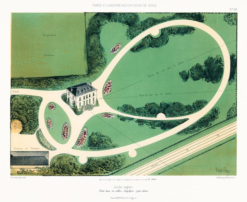 Parcs et Jardins des Environs de Paris (1850) by Victor Petit (1817–1874), an aerial view of botanical gardens near Paris, France. Digitally enhanced from our own original plate. Parcs et Jardins des Environs de Paris (1850) by Victor Petit (1817–1874), an aerial view of botanical gardens near Paris…