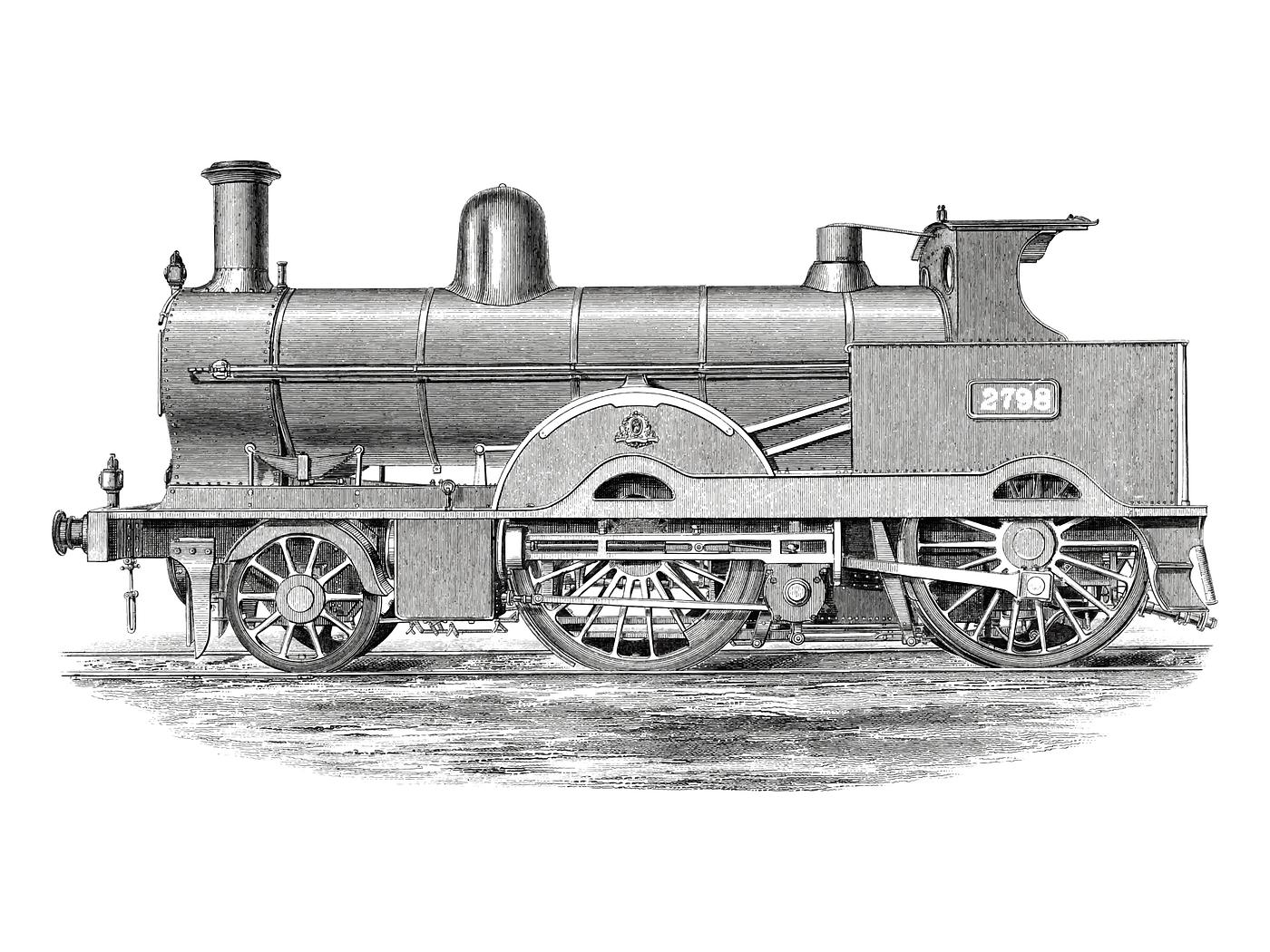 Locomotive (1891) by Francis William Webb (1836–1906), a beautifully detailed design of an engine train and its... Locomotive (1891) by Francis William Webb (1836–1906), a beautifully detailed design of an engine train and its...