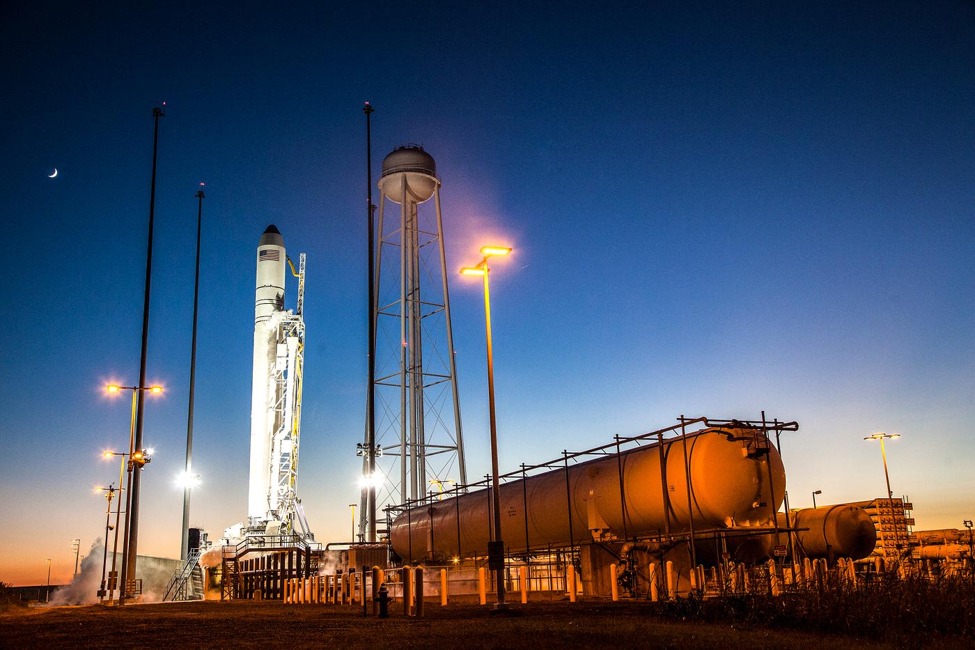 The Orbital Sciences Corporation Antares rocket, Oct. 27, 2014, at NASA's Wallops Flight Facility in Virginia. Original... The Orbital Sciences Corporation Antares rocket, Oct. 27, 2014, at NASA's Wallops Flight Facility in Virginia. Original...