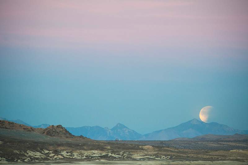 The Super Blue Blood Moon eclipse from California's Trona Pinnacles Desert National Conservation. Original from NASA.…