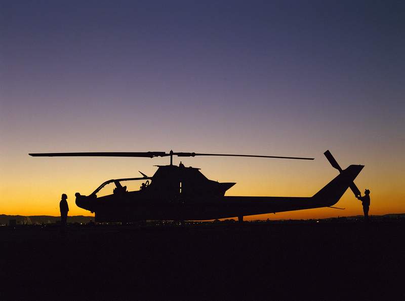 Cobra on the NASA Ames flight line at… | Free public domain photo Cobra on the NASA Ames flight line at sunrise. Original from NASA. Digitally enhanced by rawpixel.