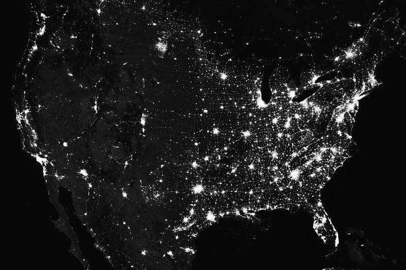 The United States of America at night | Free public domain photo Amazing image of the United States of America at night. Original from NASA. Digitally enhanced by rawpixel.