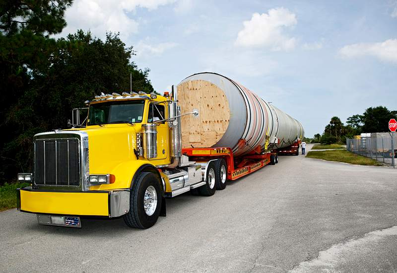 A space shuttle solid rocket booster has been… | Free public domain photo A space shuttle solid rocket booster has been loaded on to trucks for transport to California. Original from NASA. Digitally…