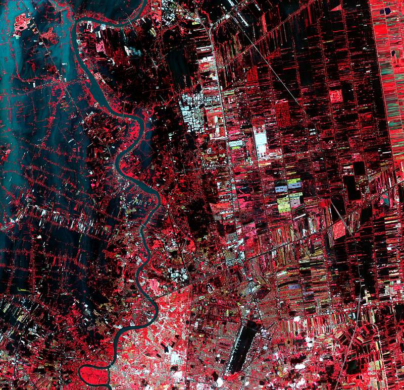 Flooding from the Chao Phraya River, Thailand on Nov. 1, 2011. Original from NASA. Digitally enhanced by rawpixel. Flooding from the Chao Phraya River, Thailand on Nov. 1, 2011. Original from NASA. Digitally enhanced by rawpixel.