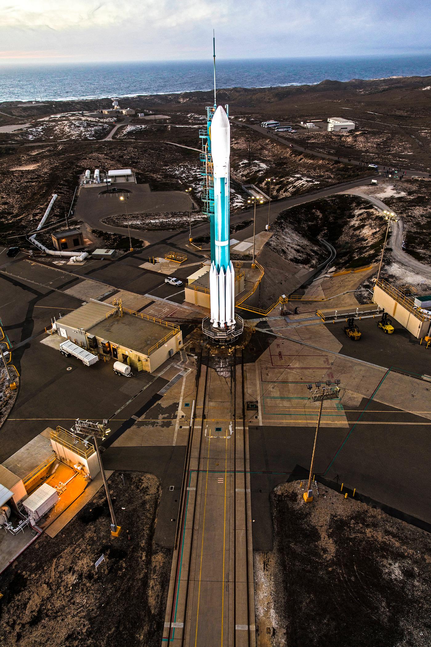 The gantry rolls back at Space Launch Complex 2 in preparation for the liftoff of the Joint Polar Satellite System-1... The gantry rolls back at Space Launch Complex 2 in preparation for the liftoff of the Joint Polar Satellite System-1...