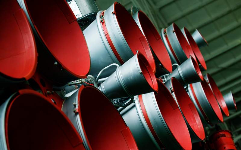 The boosters of the Soyuz rocket are seen as… | Free public domain photo The boosters of the Soyuz rocket are seen as the Soyuz TMA-14 spacecraft and boosters are assembled Monday, March 23, 2009 at…