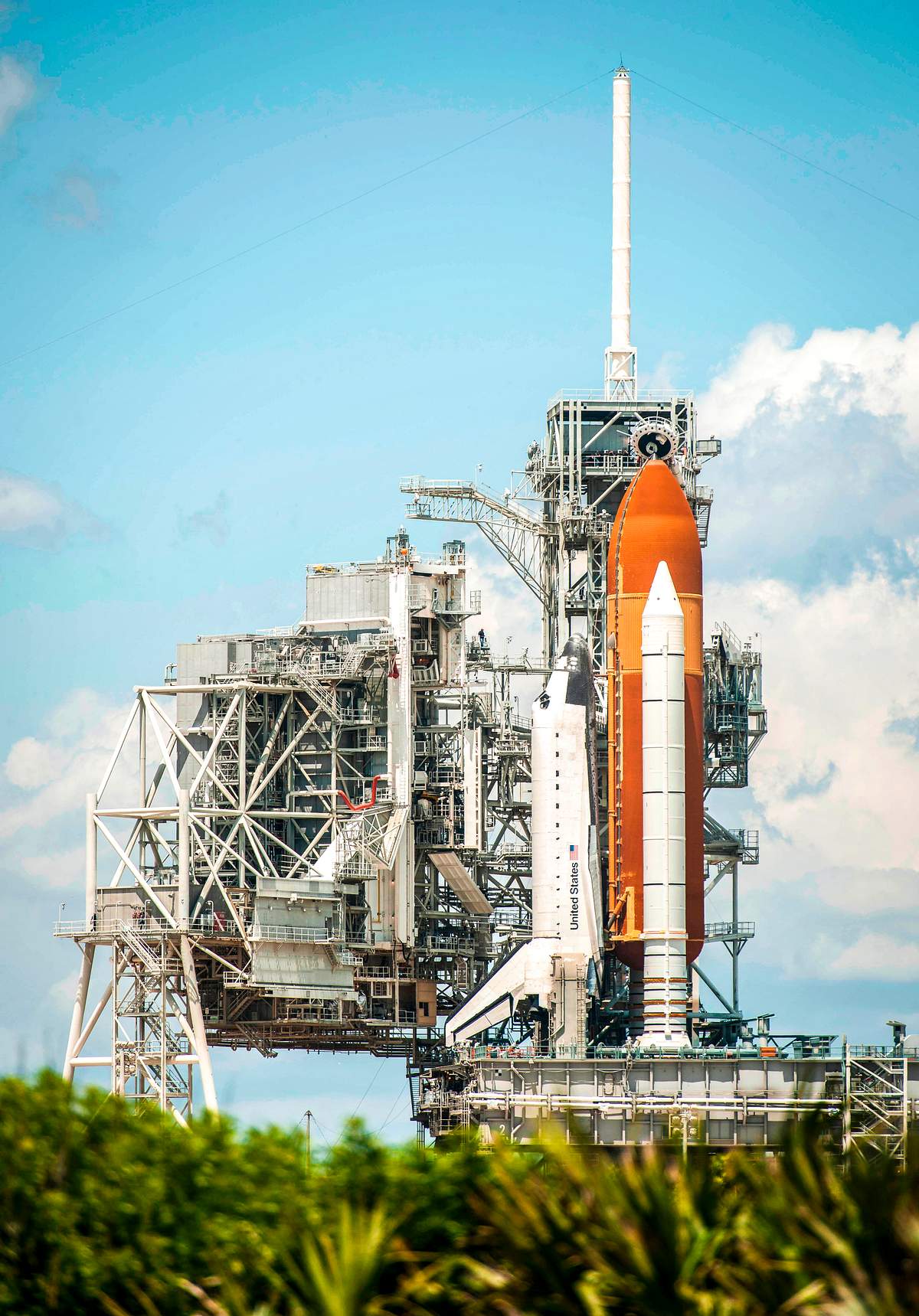 Space Shuttle Endeavour Glistens In The Sun On Launch Pad 39a At Nasa