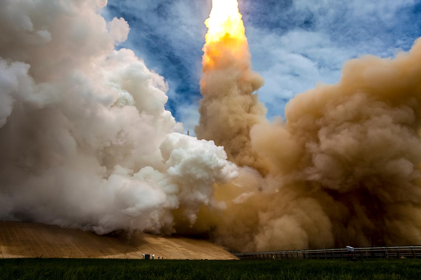 The exhaust plume from space shuttle Atlantis is seen as it launches from pad 39A on Friday, July 8, 2011, at NASA's... The exhaust plume from space shuttle Atlantis is seen as it launches from pad 39A on Friday, July 8, 2011, at NASA's...