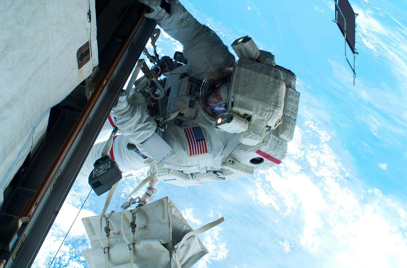 NASA astronaut Rick Mastracchio during EVA 2. Original from NASA. Digitally enhanced by rawpixel. NASA astronaut Rick Mastracchio during EVA 2. Original from NASA. Digitally enhanced by rawpixel.