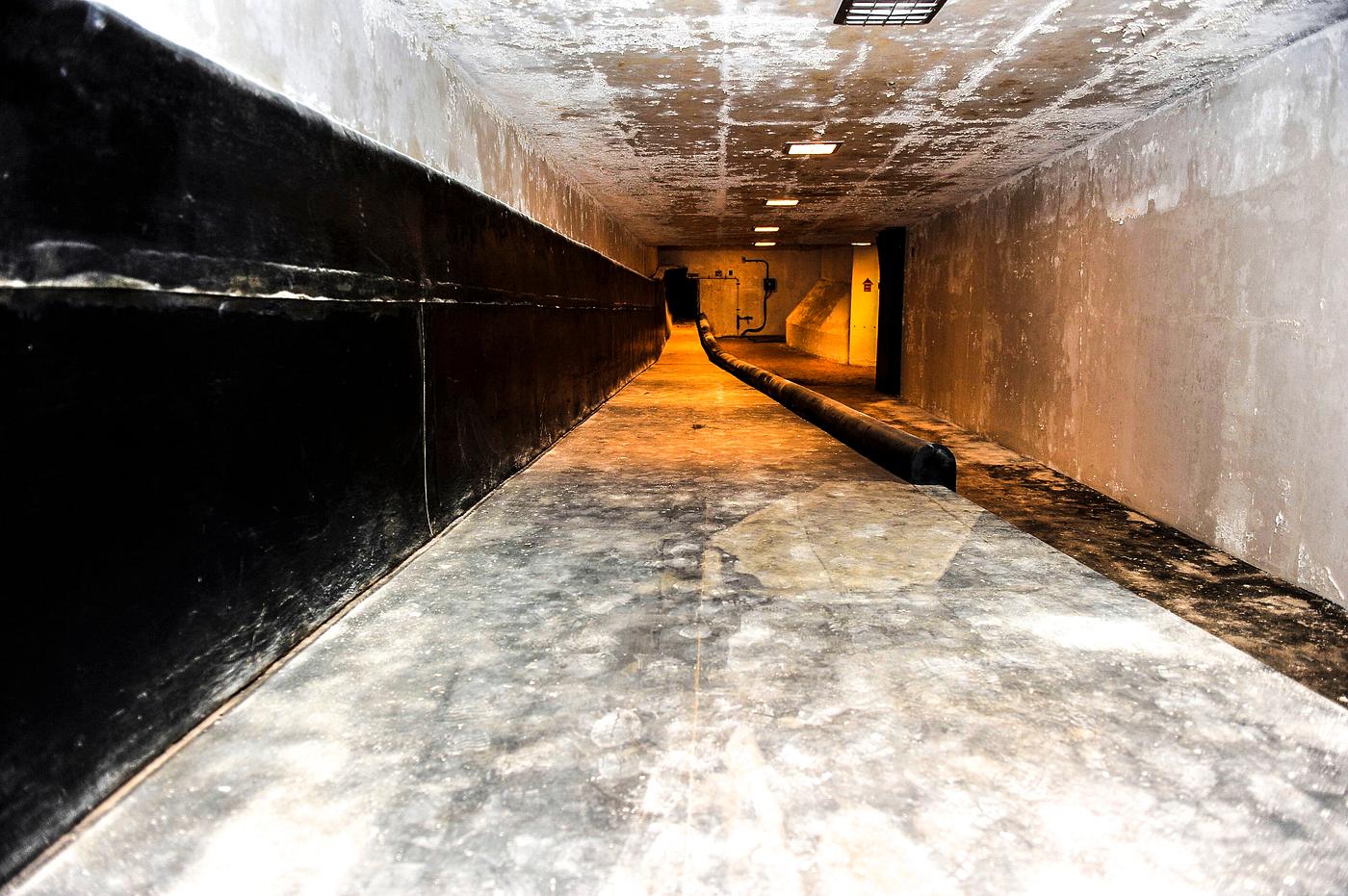 A tunnel beneath Launch Pad 39B at NASA's Kennedy Space Center in Florida leads to the blast-resistant rubber room.... A tunnel beneath Launch Pad 39B at NASA's Kennedy Space Center in Florida leads to the blast-resistant rubber room....
