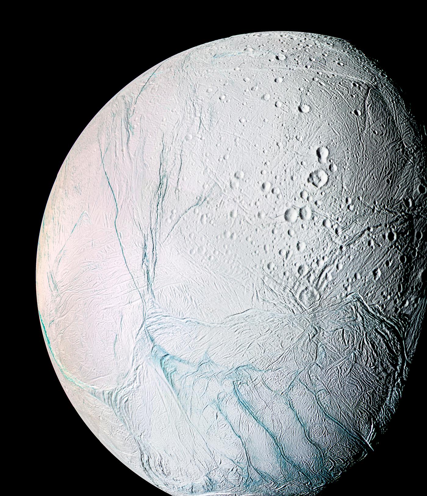 A masterpiece of deep time and wrenching gravity, the tortured surface of Saturn's moon Enceladus. Original from NASA.... A masterpiece of deep time and wrenching gravity, the tortured surface of Saturn's moon Enceladus. Original from NASA....