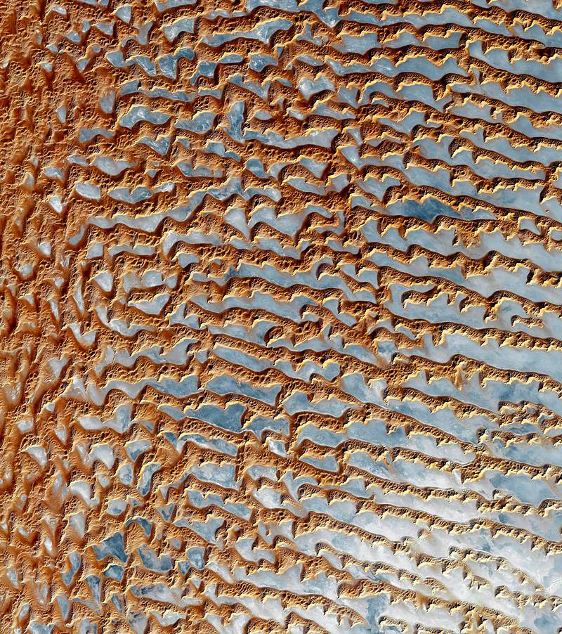 The Rub' al Khali, one of the largest sand deserts in the world, encompassing most of the southern third of the Arabian Peninsula. Original from NASA. Digitally enhanced by rawpixel. The Rub' al Khali, one of the largest sand deserts in the world, encompassing most of the southern third of the Arabian…