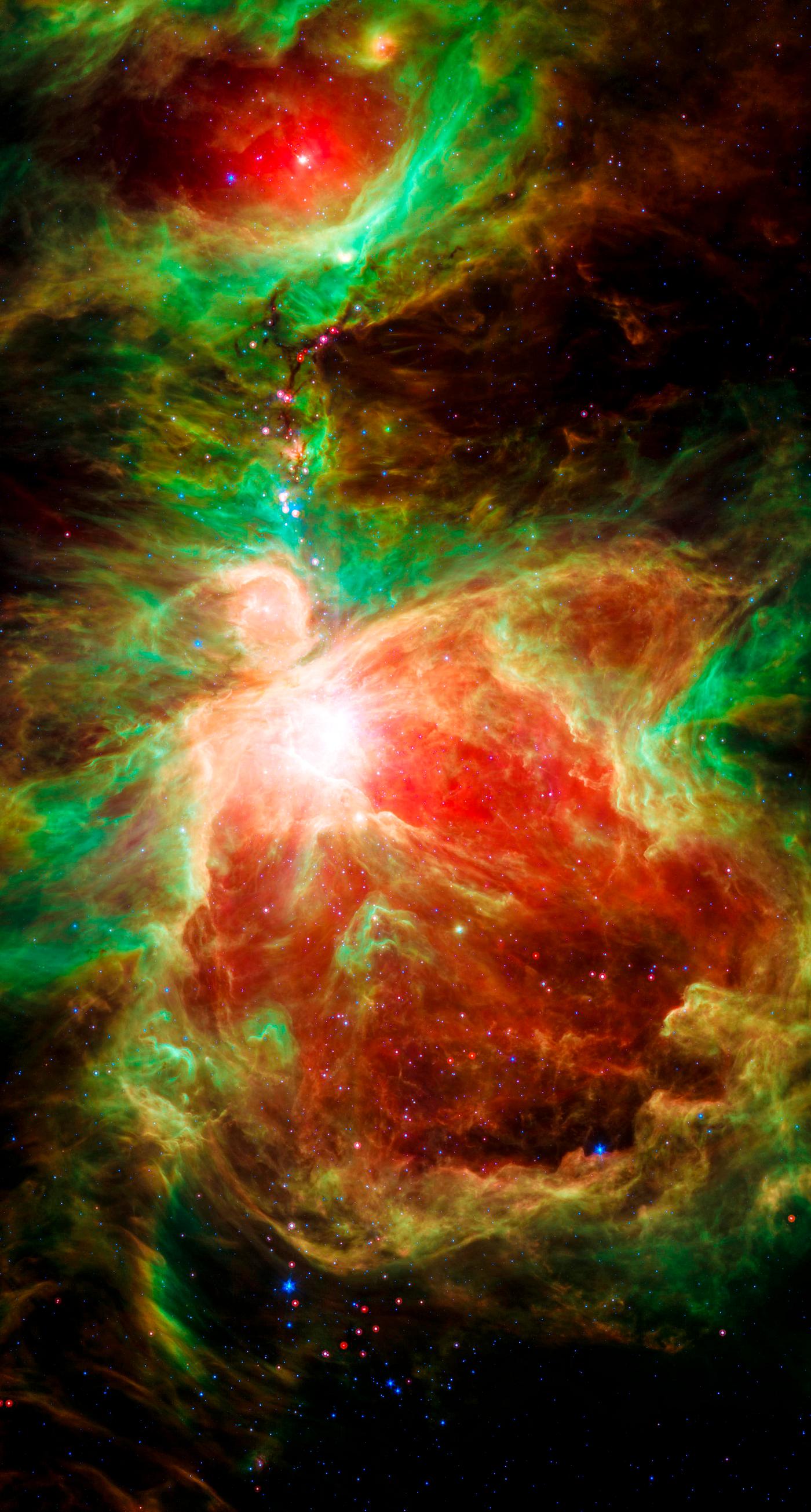 Near the sword of the constellation Orion, an active stellar nursery containing thousands of young stars and developing... Near the sword of the constellation Orion, an active stellar nursery containing thousands of young stars and developing...