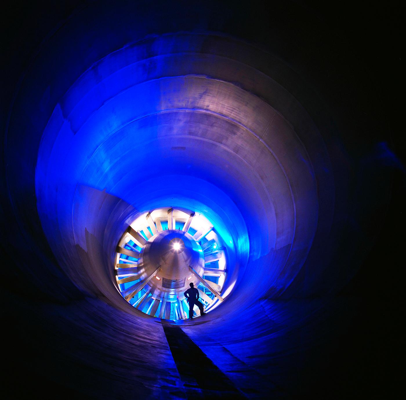 New renovated NASA Ames Research Center 12 foot Pressure Wind Tunnel, seen here is the single stage, 20 blade axial-flow fan... New renovated NASA Ames Research Center 12 foot Pressure Wind Tunnel, seen here is the single stage, 20 blade axial-flow fan...