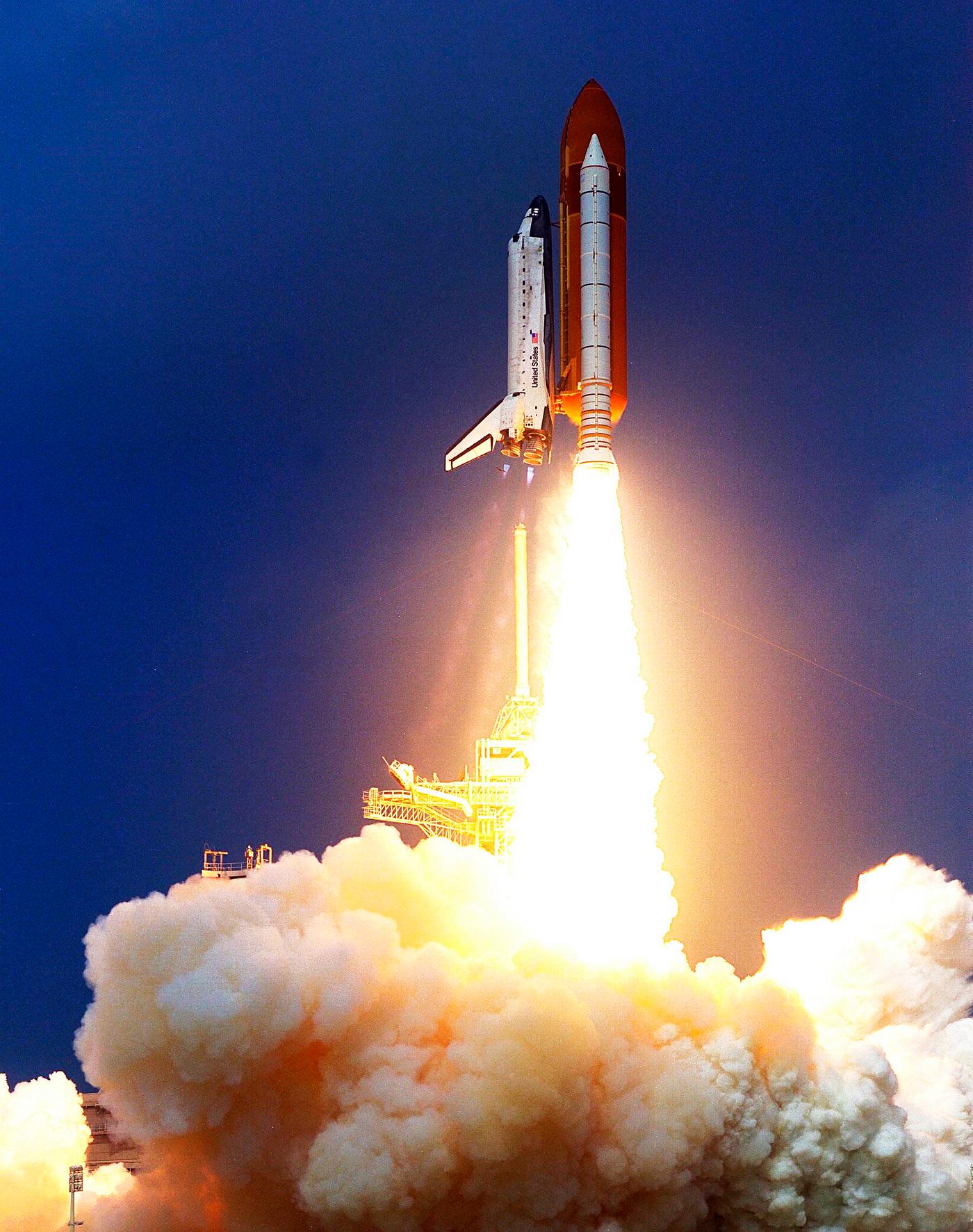 The Space Shuttle Discovery soars from Launch Pad 39A Aug. 7 on the 11-day STS-85 mission. Original from NASA. Digitally... The Space Shuttle Discovery soars from Launch Pad 39A Aug. 7 on the 11-day STS-85 mission. Original from NASA. Digitally...