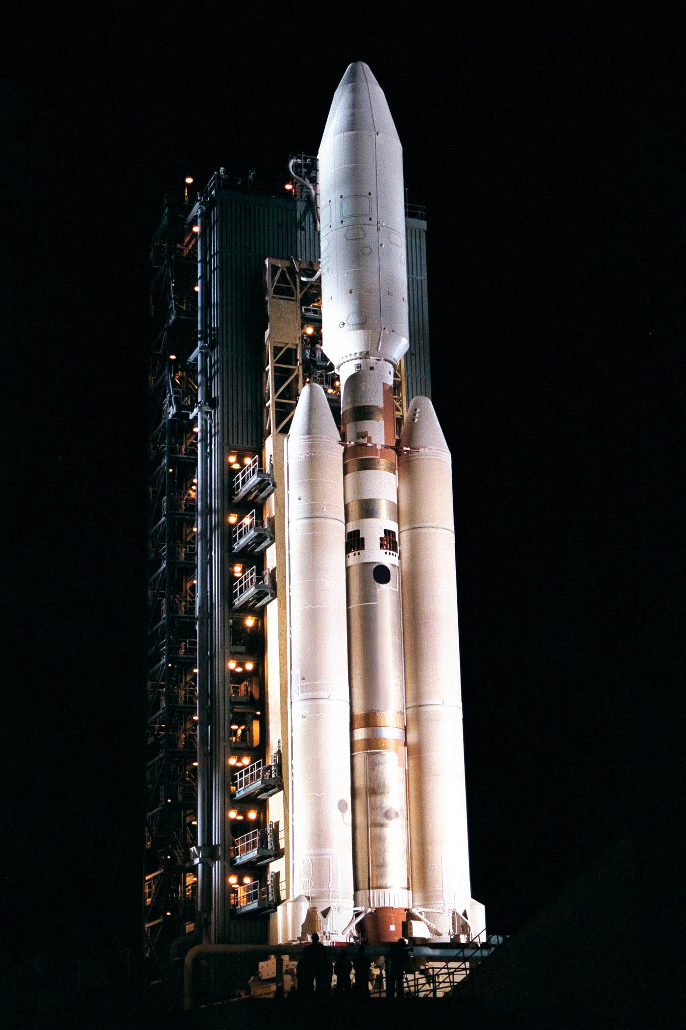 The Titan IVB/Centaur carrying NASA's Cassini spacecraft at Launch Complex 40 on Cape Canaveral Air Station, the Mobile... The Titan IVB/Centaur carrying NASA's Cassini spacecraft at Launch Complex 40 on Cape Canaveral Air Station, the Mobile...