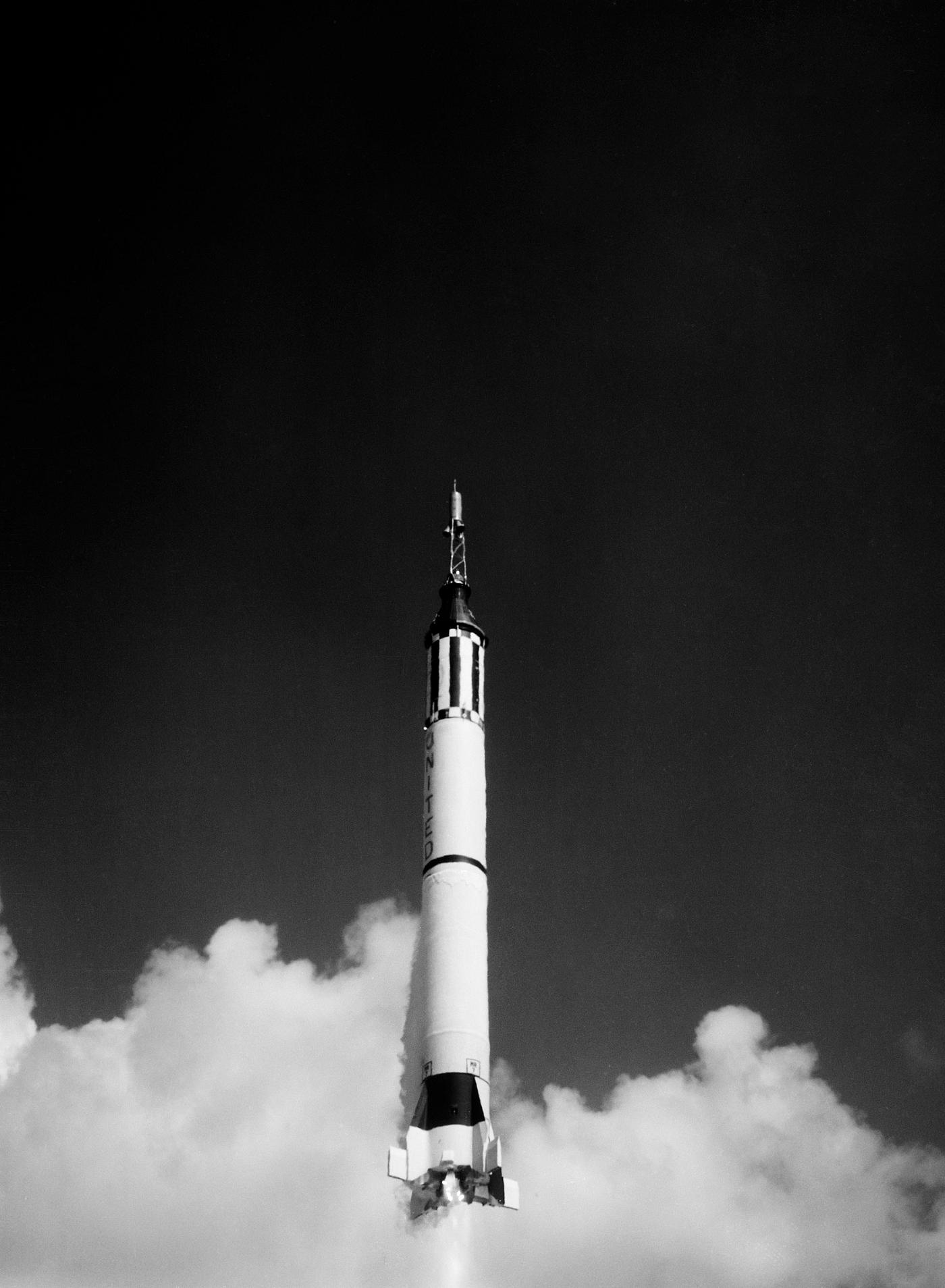 Launching of the Mercury-Redstone 3 from Cape Canaveral on astronaut Alan B. Shepard's suborbital mission, 5 May 1961.... Launching of the Mercury-Redstone 3 from Cape Canaveral on astronaut Alan B. Shepard's suborbital mission, 5 May 1961....
