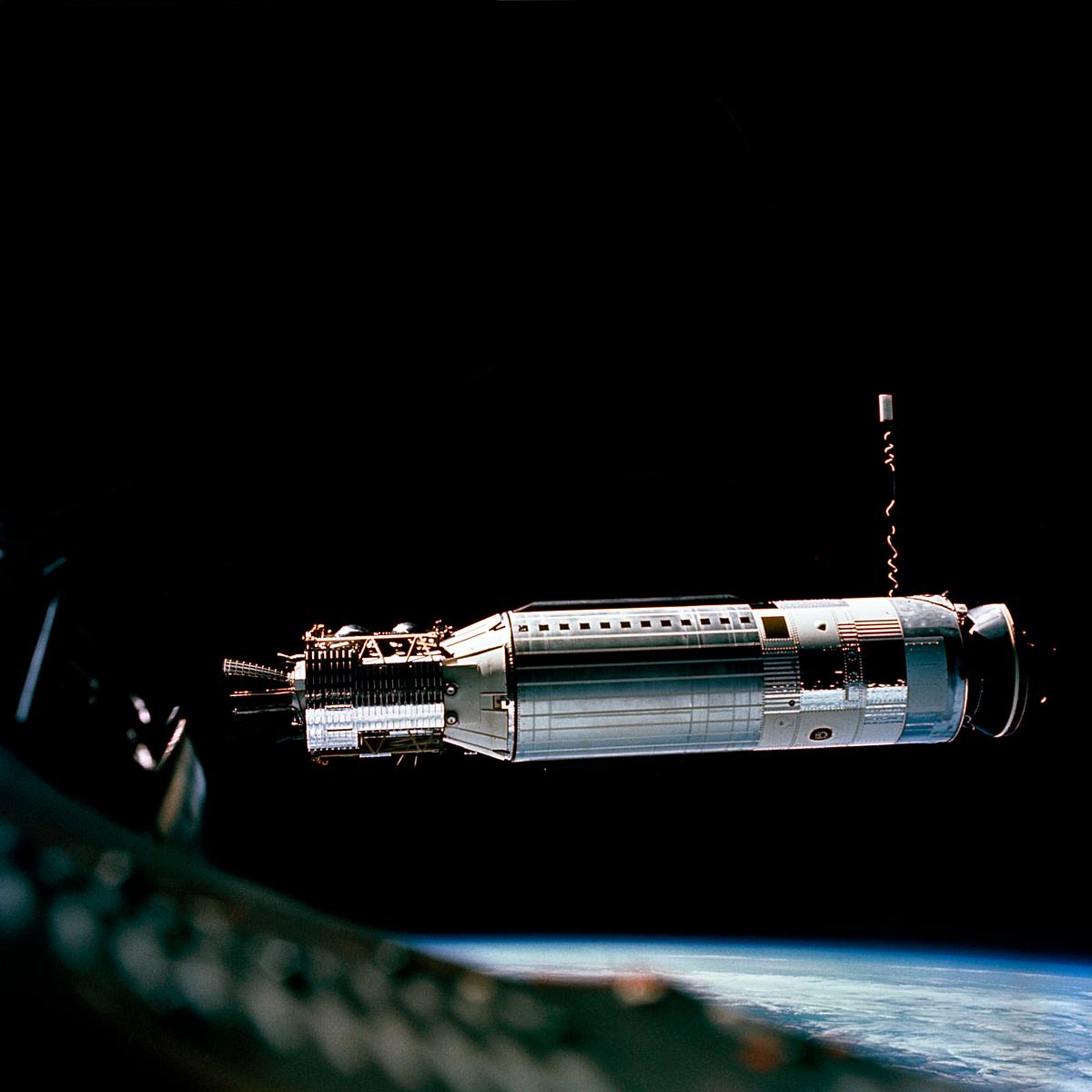 Closer view of the Agena Target Docking… | Free public domain photo Closer view of the Agena Target Docking vehicle seen from the Gemini-8 spacecraft during rendezvous in space. Original from…