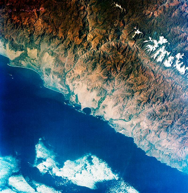 The central coastal area of Peru as seen from the Gemini-9A spacecraft. Original from NASA. Digitally enhanced by rawpixel The central coastal area of Peru as seen from the Gemini-9A spacecraft. Original from NASA. Digitally enhanced by rawpixel