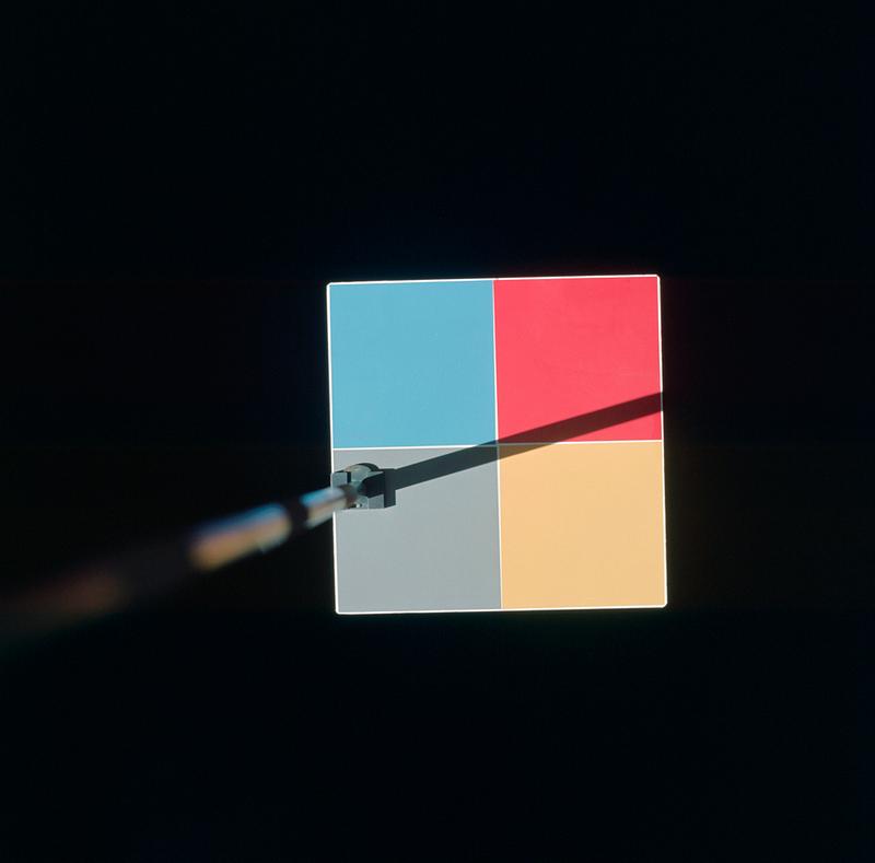 MSC-8 color patch Photograph of MSC-8 color patch outside spacecraft during docking. Original from NASA. Digitally enhanced by rawpixel.