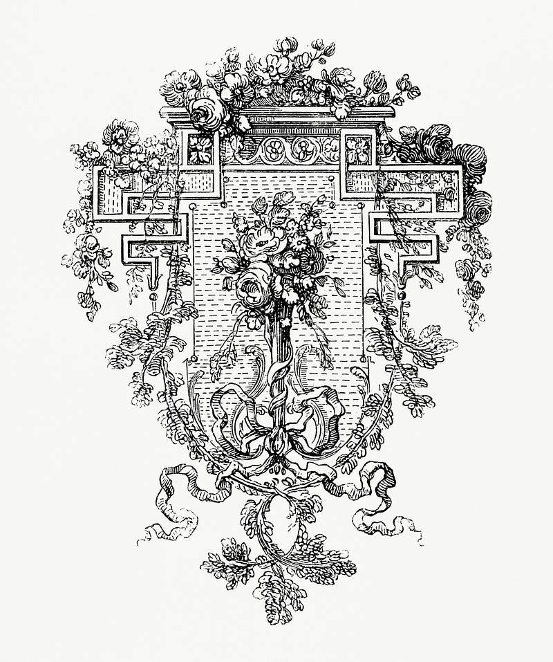 Floral crest design (1862) from Gazette Des… | Free public domain illustration Floral crest design (1862) from Gazette Des Beaux-Arts, a French art review. Digitally enhanced from our own facsimile book.