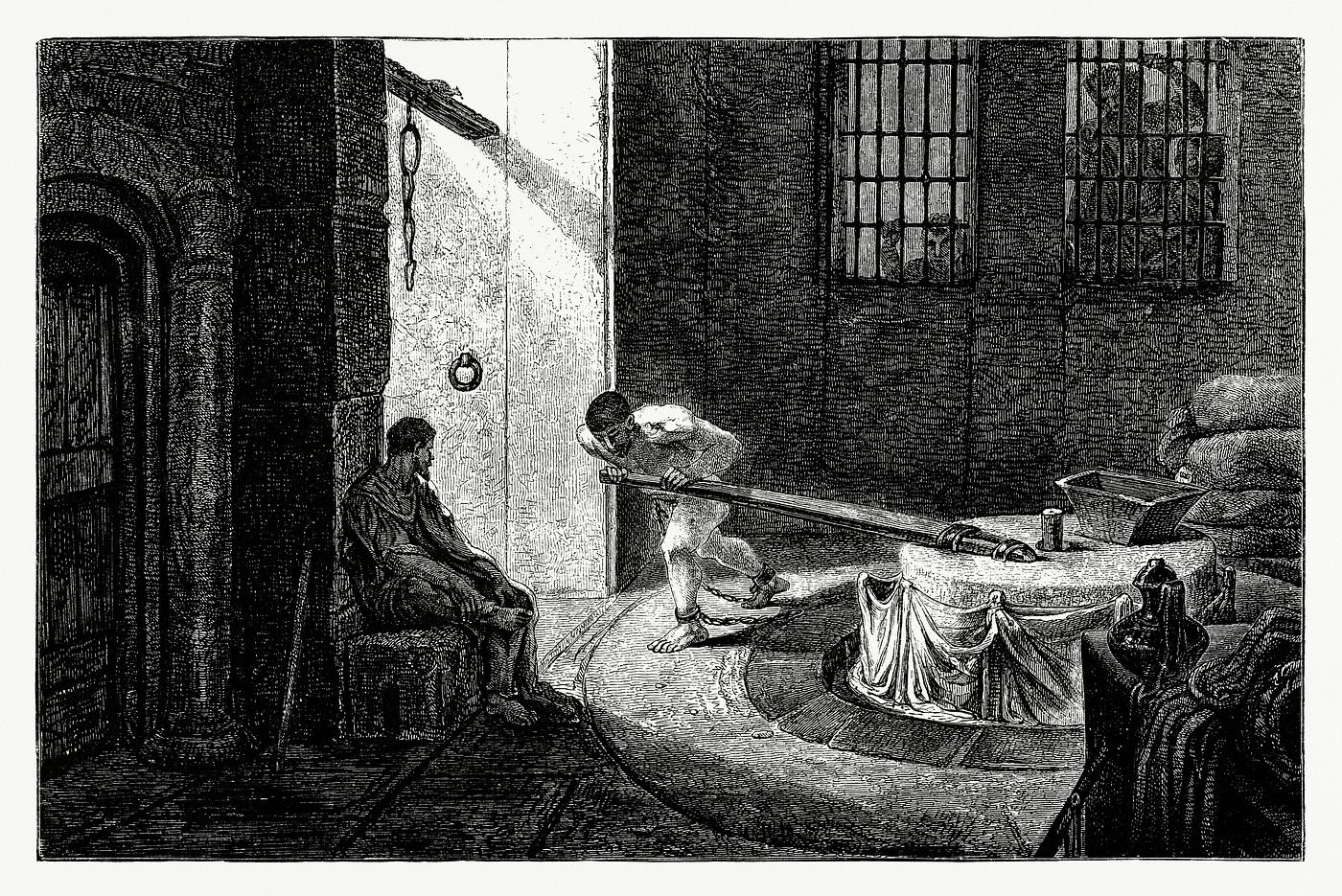 Samson Turning the Wheel (1862) from Gazette Des Beaux-Arts, a French art review. Digitally enhanced from our own facsimile... Samson Turning the Wheel (1862) from Gazette Des Beaux-Arts, a French art review. Digitally enhanced from our own facsimile...