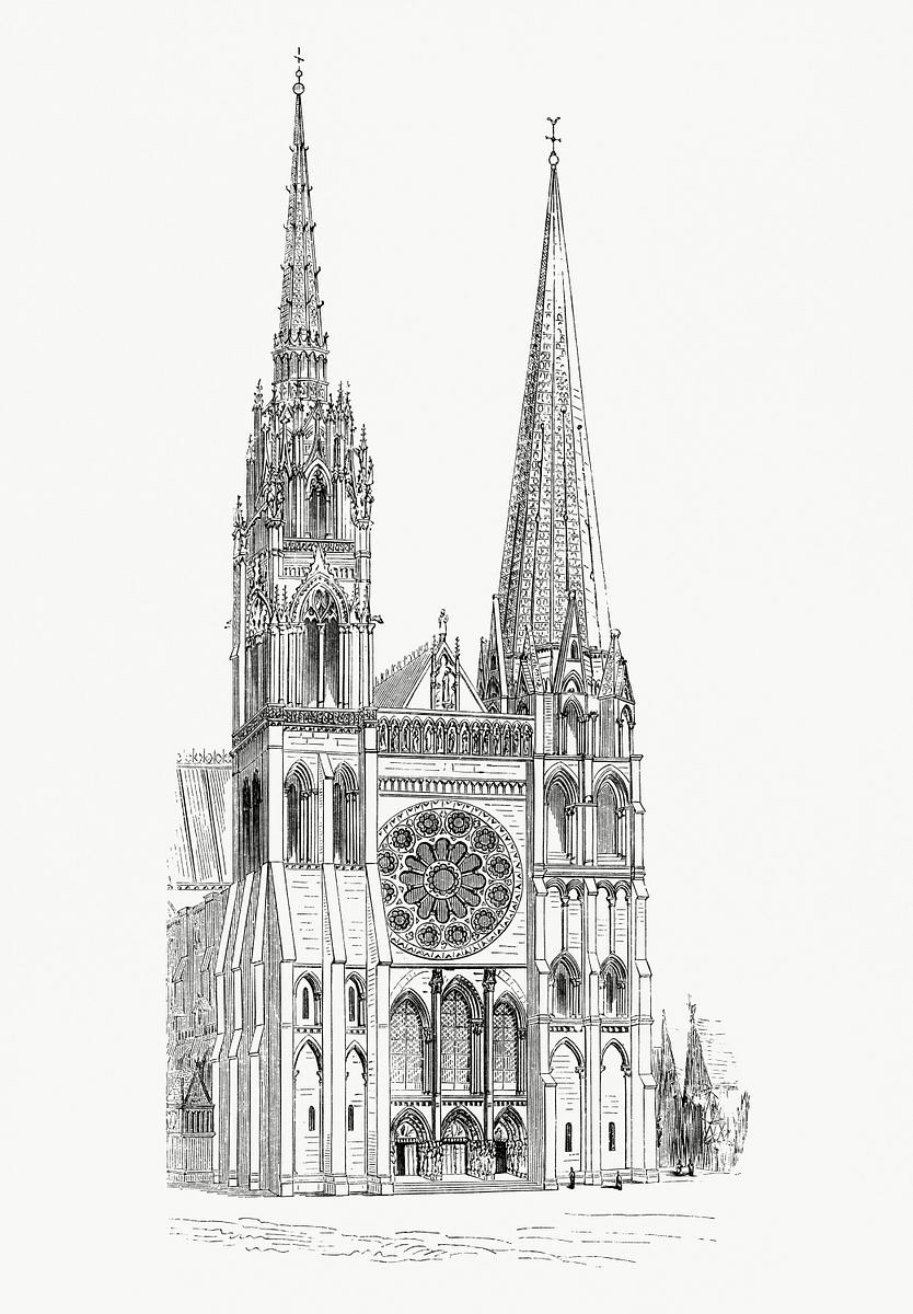 Predominance of the Height Dimension of a… | Free public domain illustration Predominance of the Height Dimension of a Cathedral of Chartres (1862) from Gazette Des Beaux-Arts, a French art review.…