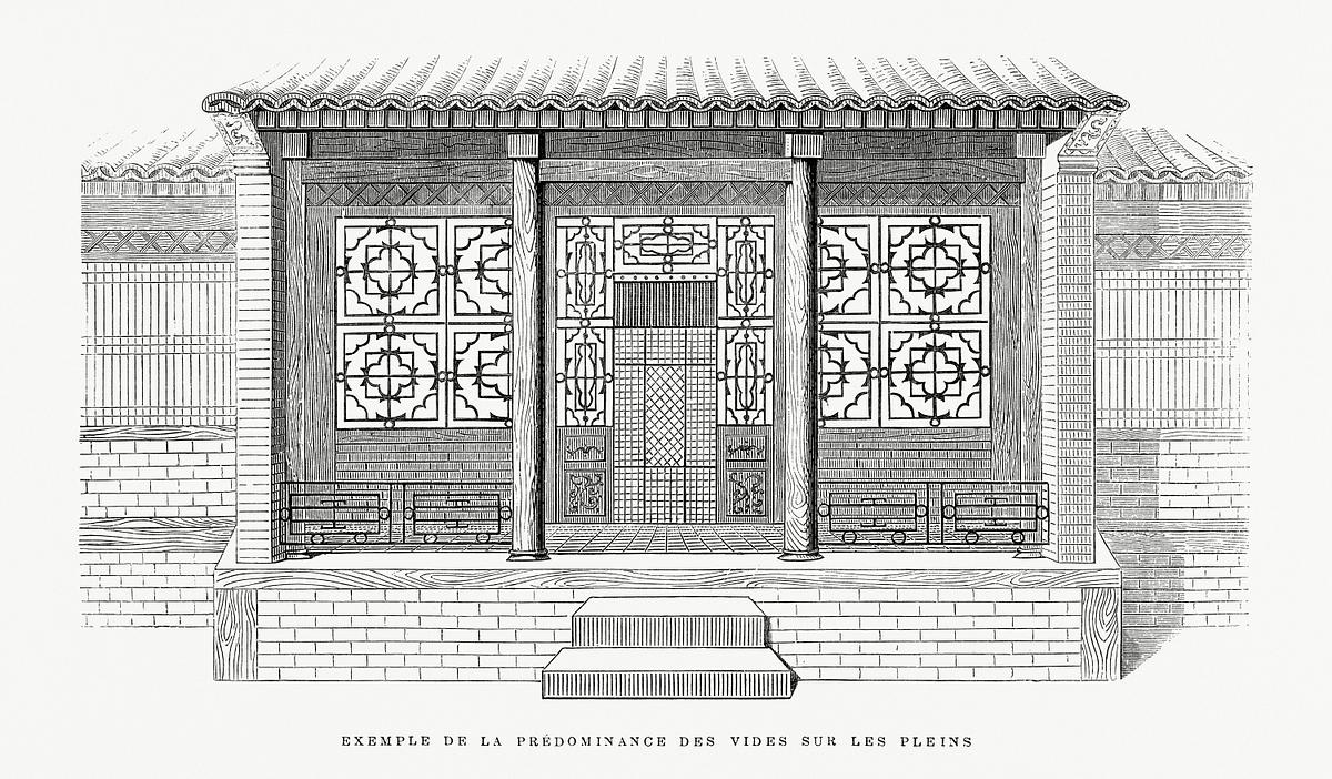 Vintage illustration of Example of the… | Royalty free stock psd mockup | High Resolution design Vintage illustration of Example of the Predominance of Voids on the Full-House of Scholar in China