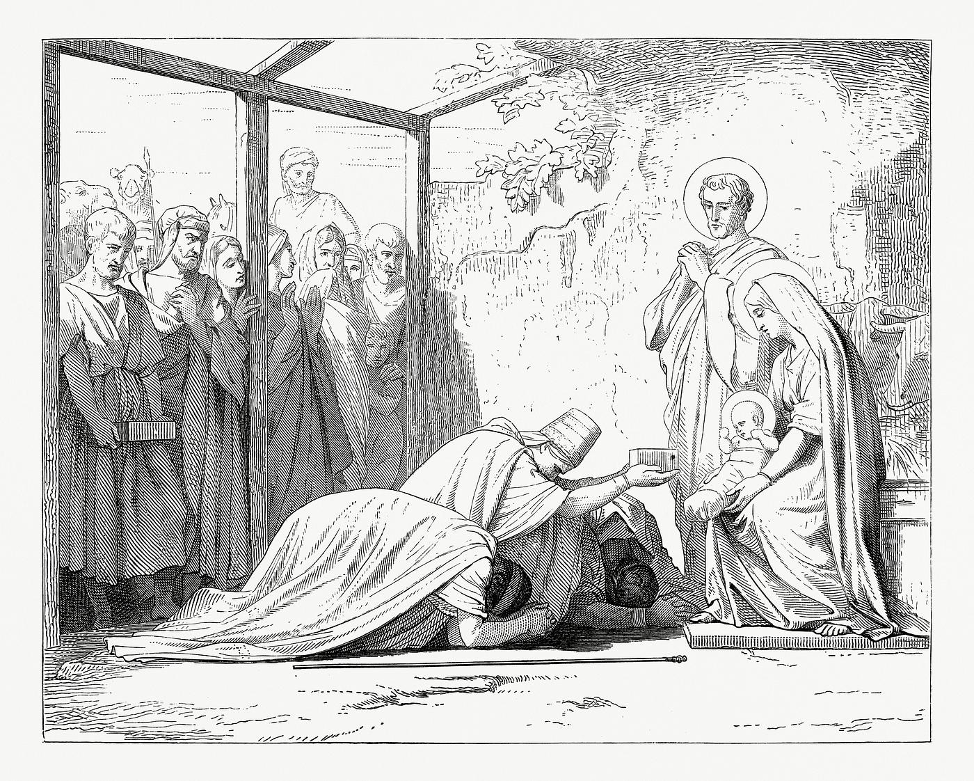 The Adoration of the Magi (1862) from Gazette Des Beaux-Arts, a French art review. Digitally enhanced from our own facsimile... The Adoration of the Magi (1862) from Gazette Des Beaux-Arts, a French art review. Digitally enhanced from our own facsimile...