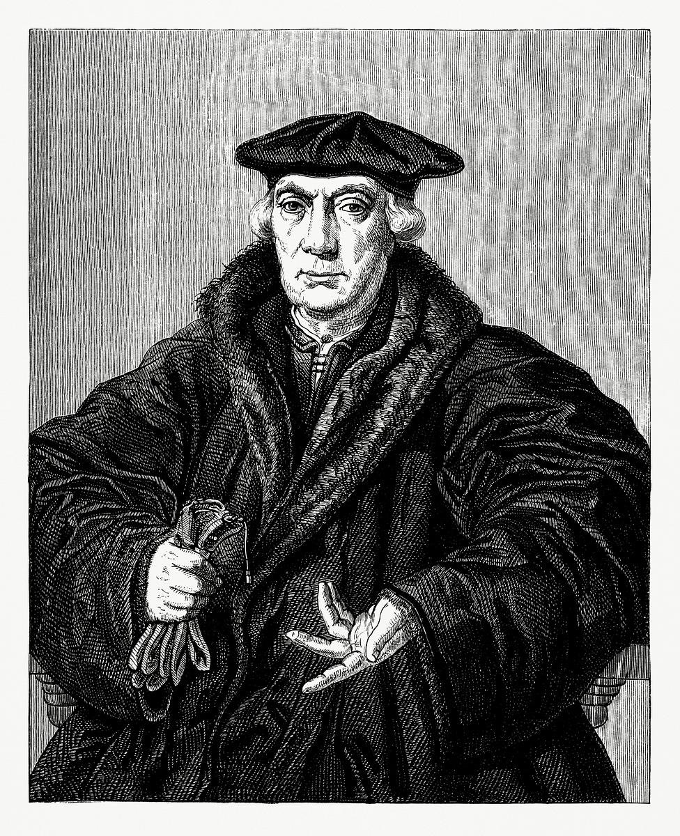 Portrait of Carondelet Jean, by Holbein… | Free public domain illustration Portrait of Carondelet Jean, by Holbein (1862) from Gazette Des Beaux-Arts, a French art review. Digitally enhanced from our…