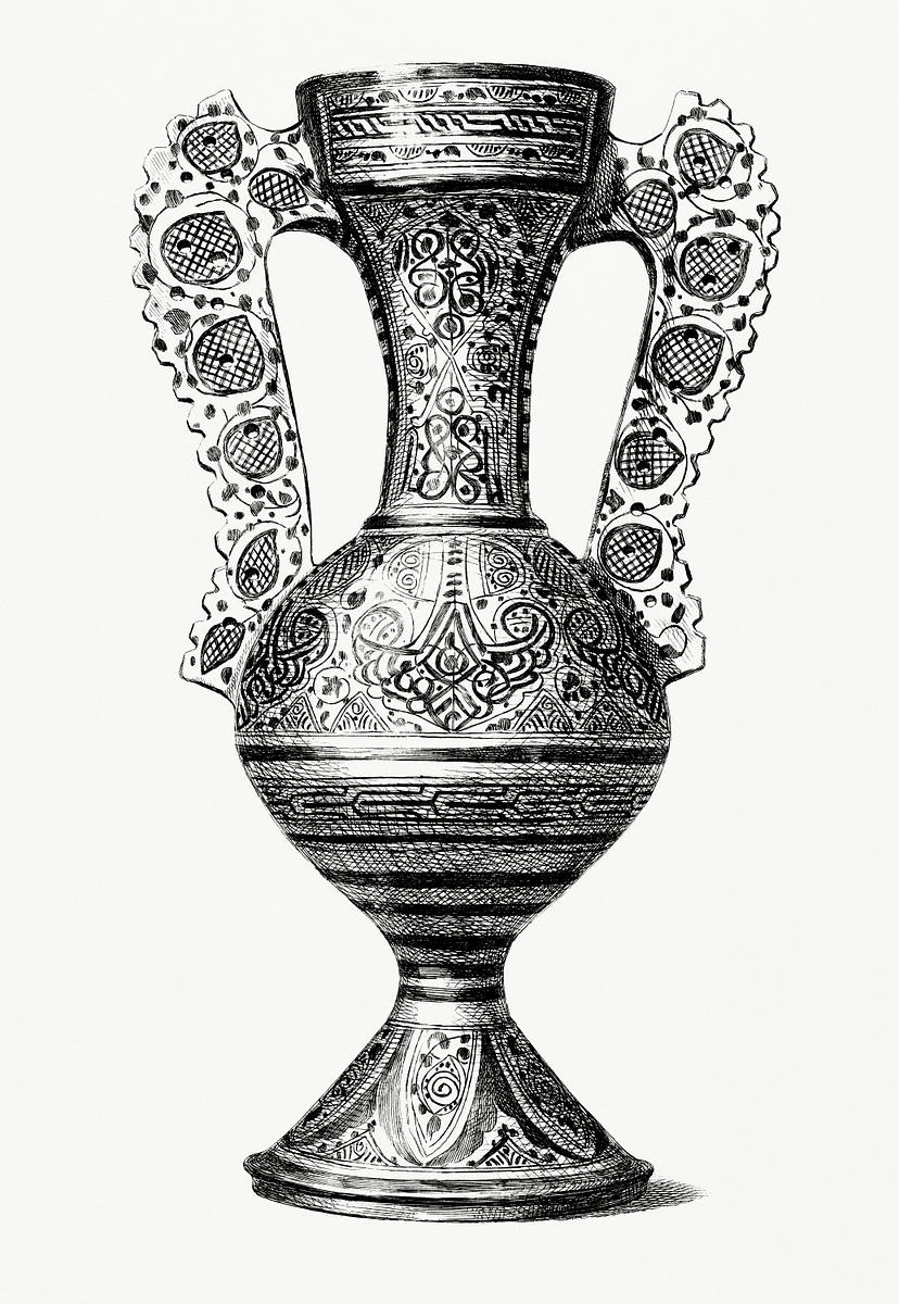 Hispano-Moorish Vase (1862) from Gazette Des… | Free public domain illustration Hispano-Moorish Vase (1862) from Gazette Des Beaux-Arts, a French art review. Digitally enhanced from our own facsimile book.