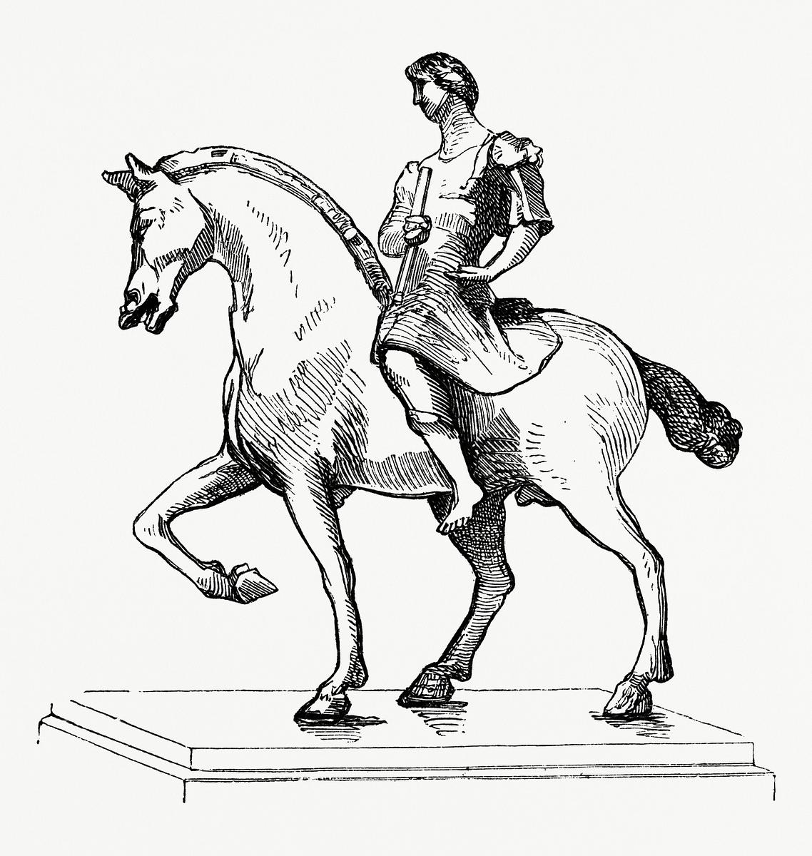 Man on a Horse (1862) from Gazette Des Beaux… | Free public domain illustration Man on a Horse (1862) from Gazette Des Beaux-Arts, a French art review. Digitally enhanced from our own facsimile book.