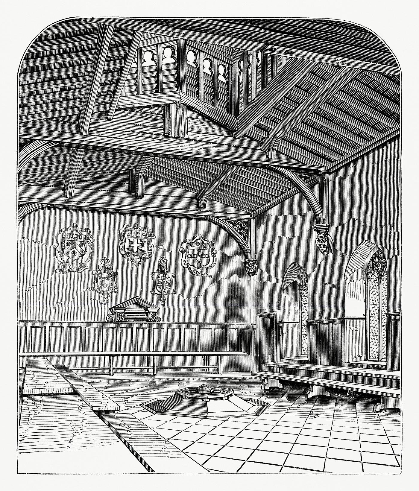 Fire and Louvre Hall of the Westminster School (1862) from Gazette Des Beaux-Arts, a French art review. Digitally enhanced... Fire and Louvre Hall of the Westminster School (1862) from Gazette Des Beaux-Arts, a French art review. Digitally enhanced...