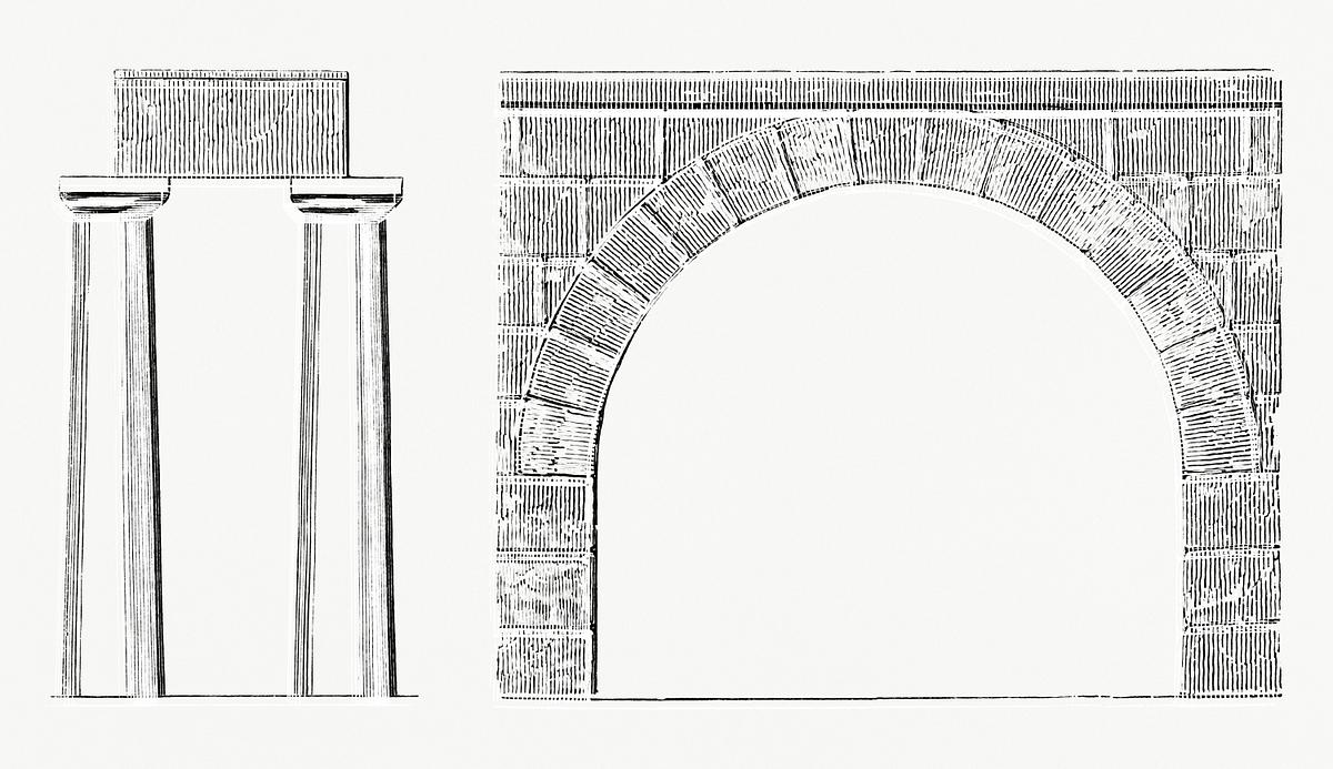 Arch and Columns (1862) from Gazette Des… | Free public domain illustration Arch and Columns (1862) from Gazette Des Beaux-Arts, a French art review. Digitally enhanced from our own facsimile book.