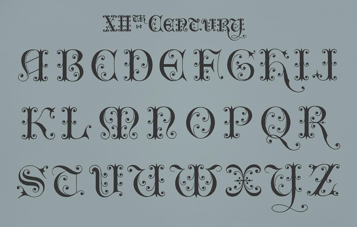 12th-century calligraphy fonts from… | Royalty free stock psd mockup | High Resolution design 12th-century calligraphy fonts from Draughtsman's Alphabets by Hermann Esser (1845–1908). Digitally enhanced from our…