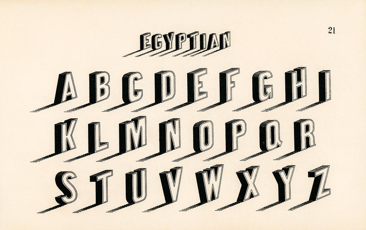 Egyptian style calligraphy fonts from… Free public domain illustration