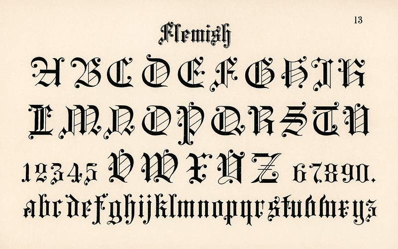 Flemish style fonts from Draughtsman's Alphabets by Hermann Esser (1845–1908). Digitally enhanced from our own 5th…