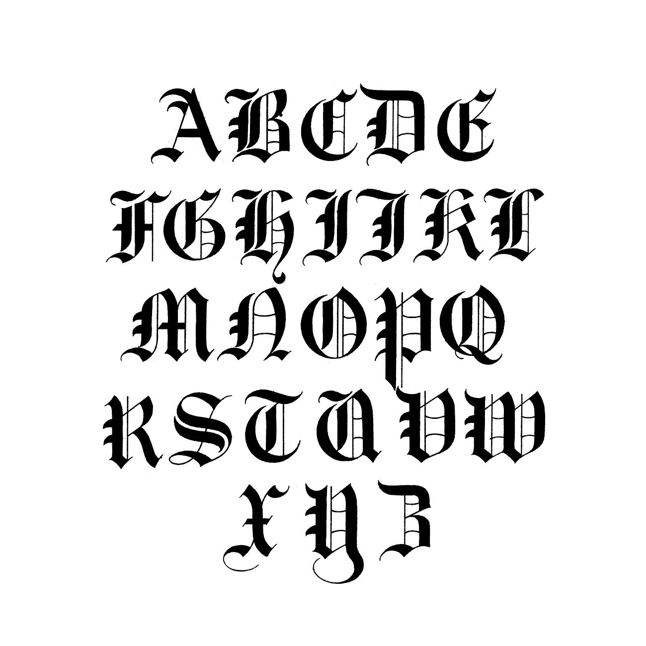  Old  English calligraphy fonts from Draughtsman s Alphabets 