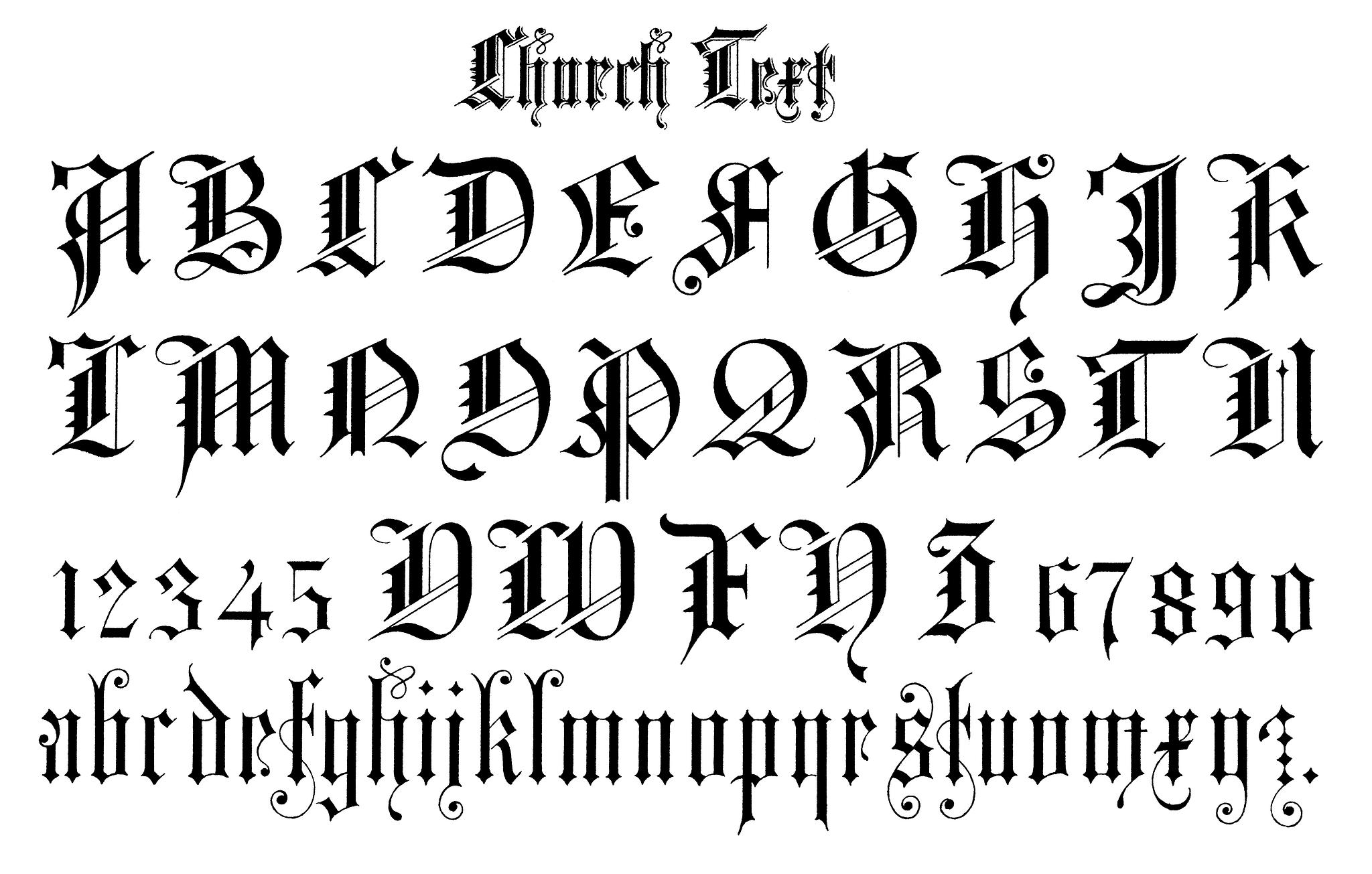 German gothic fonts from Draughtsman's Al.. Free public domain