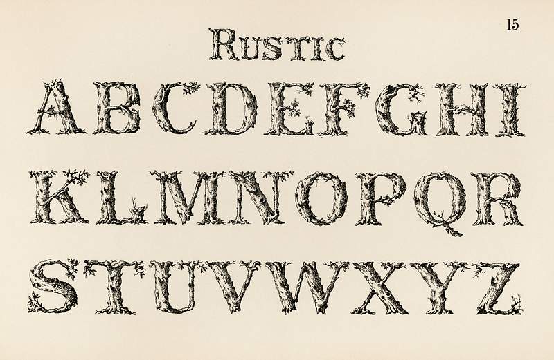 Rustic calligraphy fonts from Draughtsman's Alphabets by Hermann Esser (1845–1908). Digitally enhanced from our own 5th…